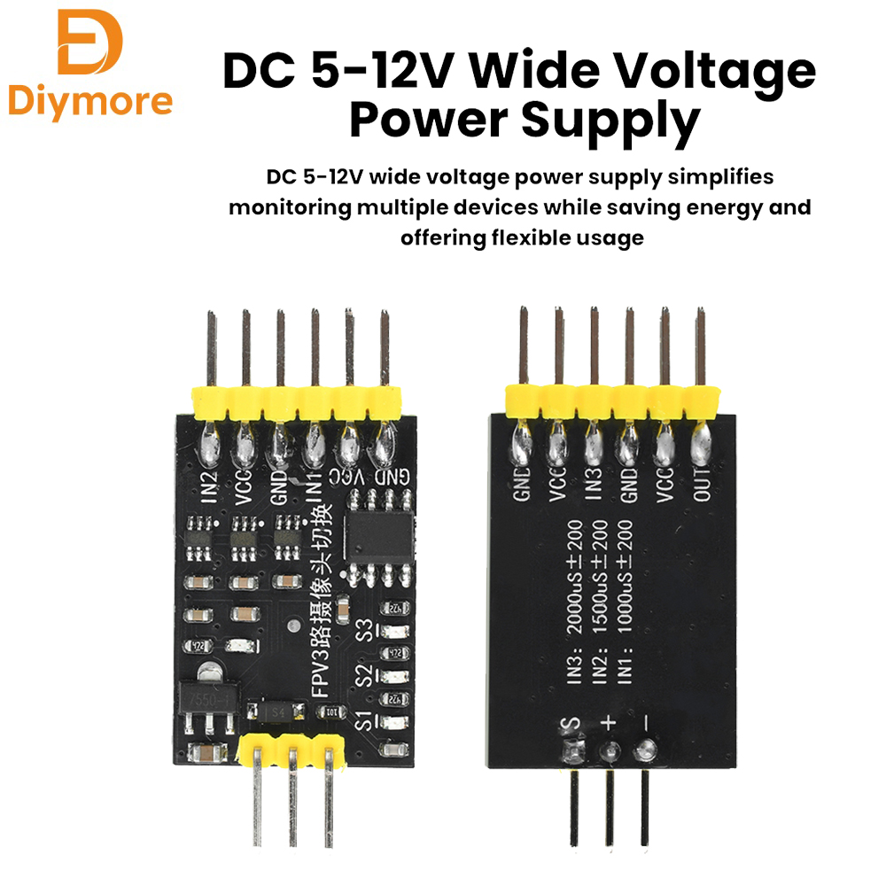 Drone Switch Rc - DC5-12V 3チャンネルビデオスイッチャーモジュール RC FPVカメラ切り替えPWM制御 ドローン航空機クロッシングマシン用