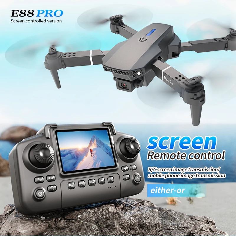 Rc Drone E88 - プロフェッショナル E88 プロドローン スクリーン付き 8K HD