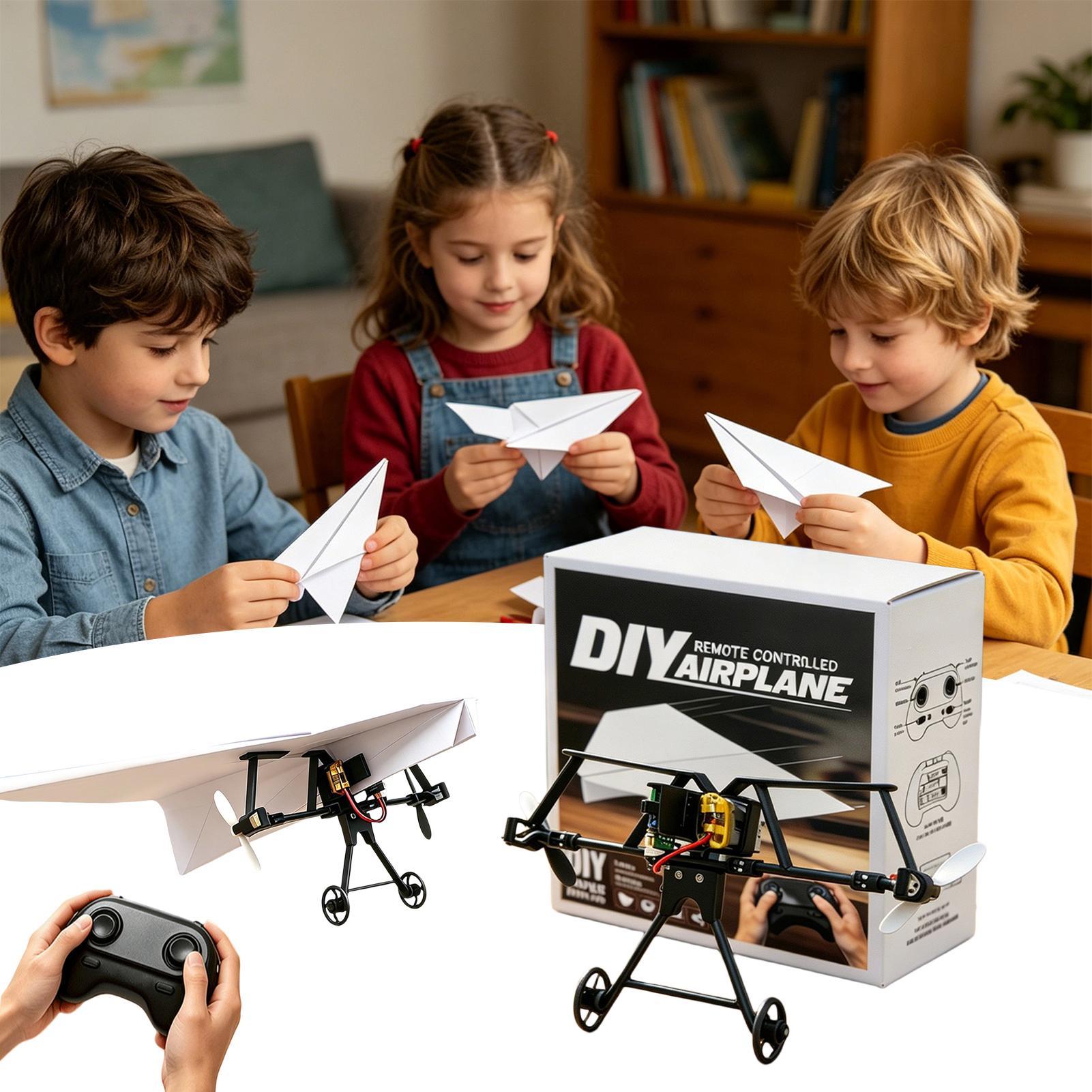 Flight Controller - DIY RC紙飛行機キット、ジャイロスタビライザー付き電動リモコン飛行機、男の子と女の子向け、裏庭、公園、ビーチで遊べる。
