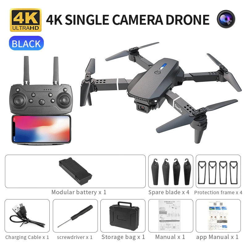 Rc Drone E88 - E88 Proインテリジェント折りたたみドローンは、シングル/デュアルカメラ切り替え、4K画質+広角撮影、WiFiダイレクトリアルタイムをサポートしています。
