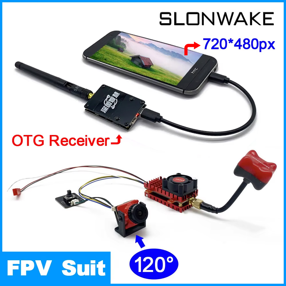Fpv Camera Cmos - すぐに使える5.8G FPV UVCレシーバービデオダウンリンクOTG VR Androidフォン+2000mW VTXトランスミッター+CMOS