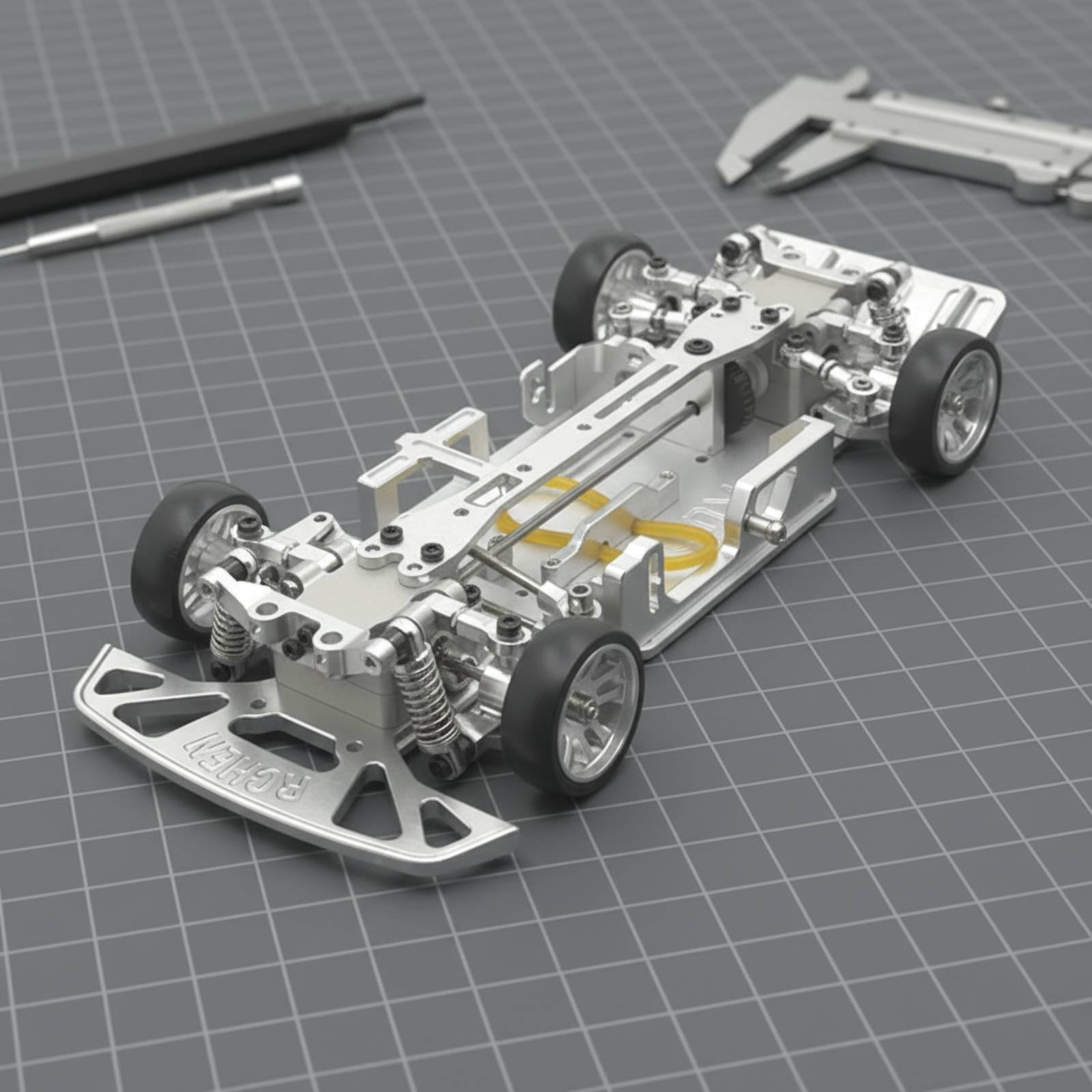 Rc Drift Car Kit - 1/28スケールRCカーシャーシ調整可能ホイールベースメタル強化カーフレームアルミシャーシキット（ドリフト用）