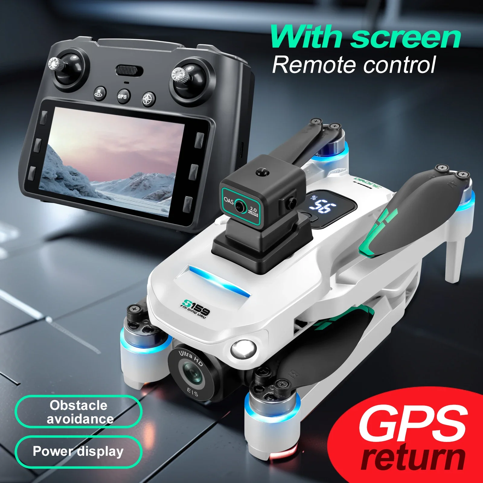 プロの航空写真ドローン,GPS,8kカメラ,リモコン,スクリ - Drone Rc Gps S159 のレビューと価格