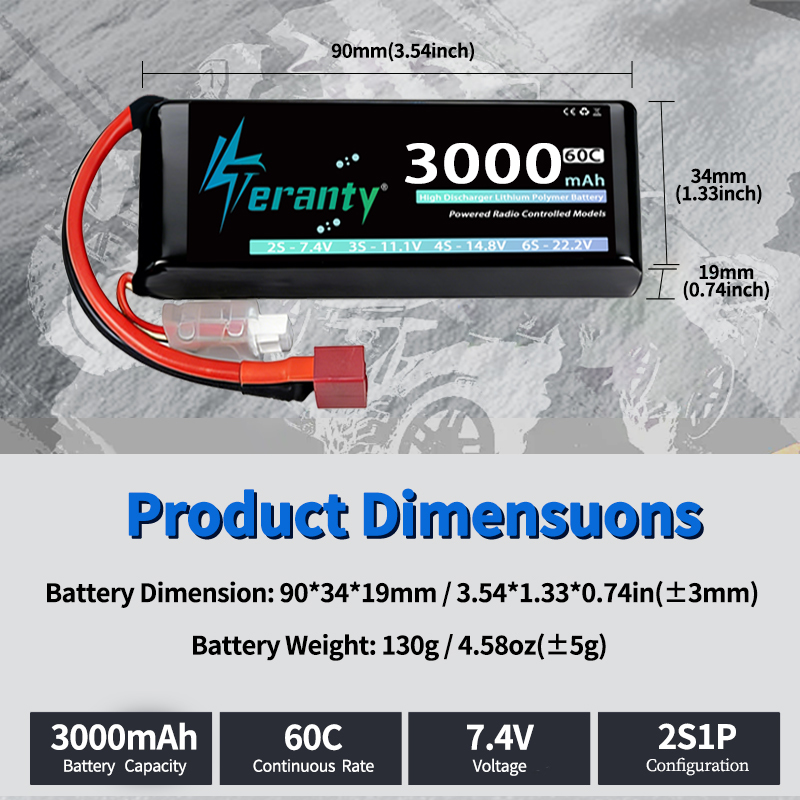 TERANTY 2S 3000mAhリポバッテリー 7.4V - Drone Rc Leading のレビューと価格