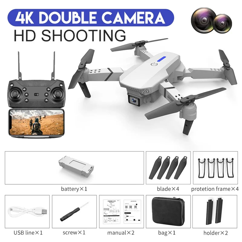 E88 Proインテリジェント折りたたみドローンは、シングル - Rc Drone E88 のレビューと価格