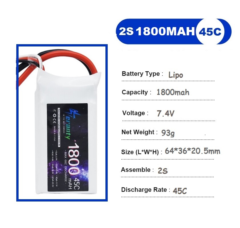 2 個 7.4V Lipo 2S バッテリー 1500mah - Drone Rc Leading のレビューと価格