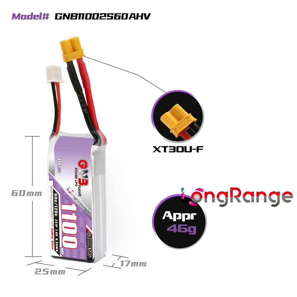 GNB 1100mAh 2S 3S 4S 6S 60C/12 - Drone Rc Leading のレビューと価格