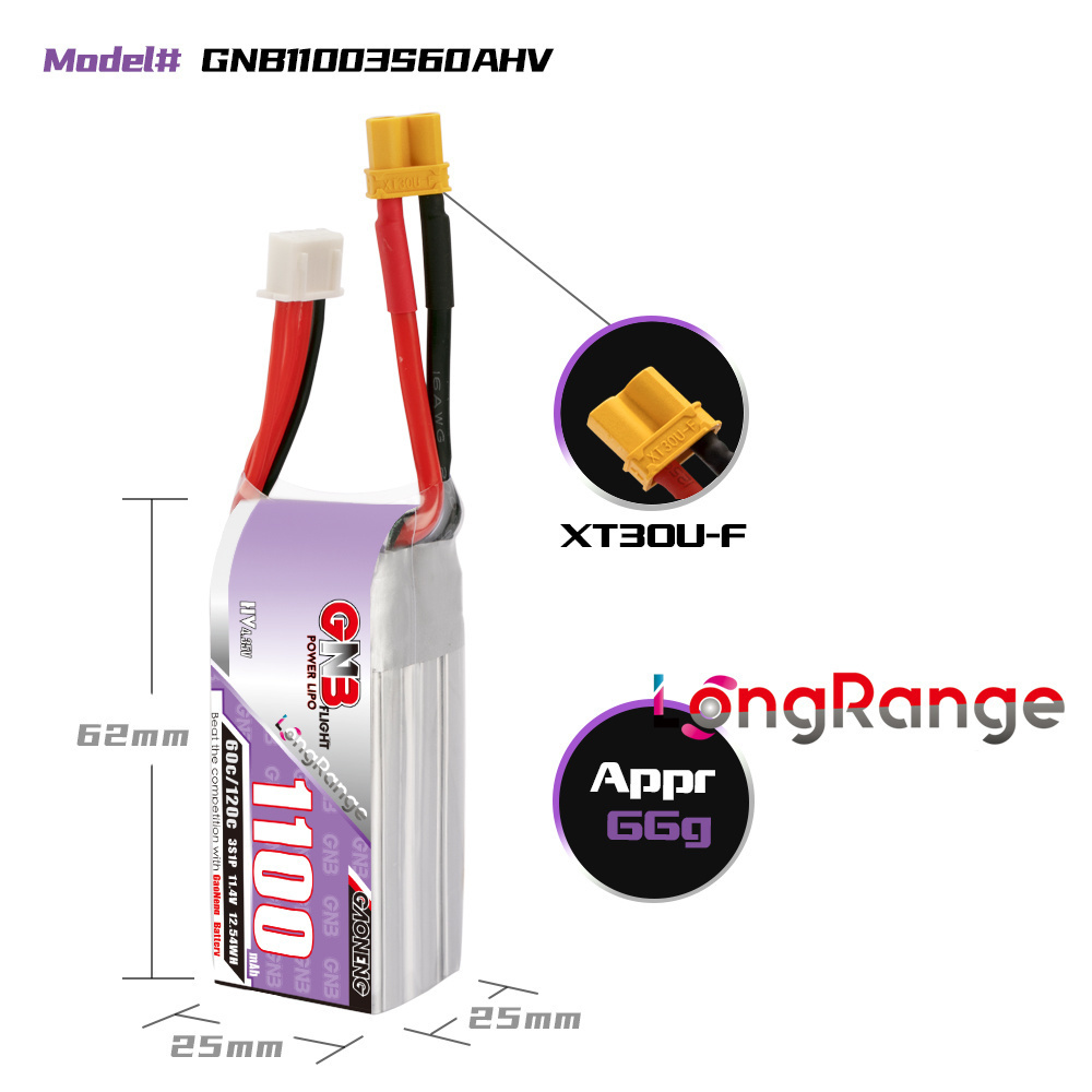 GNB 1100mAh 2S 3S 4S 6S 60C/12 - Drone Rc Leading のレビューと価格